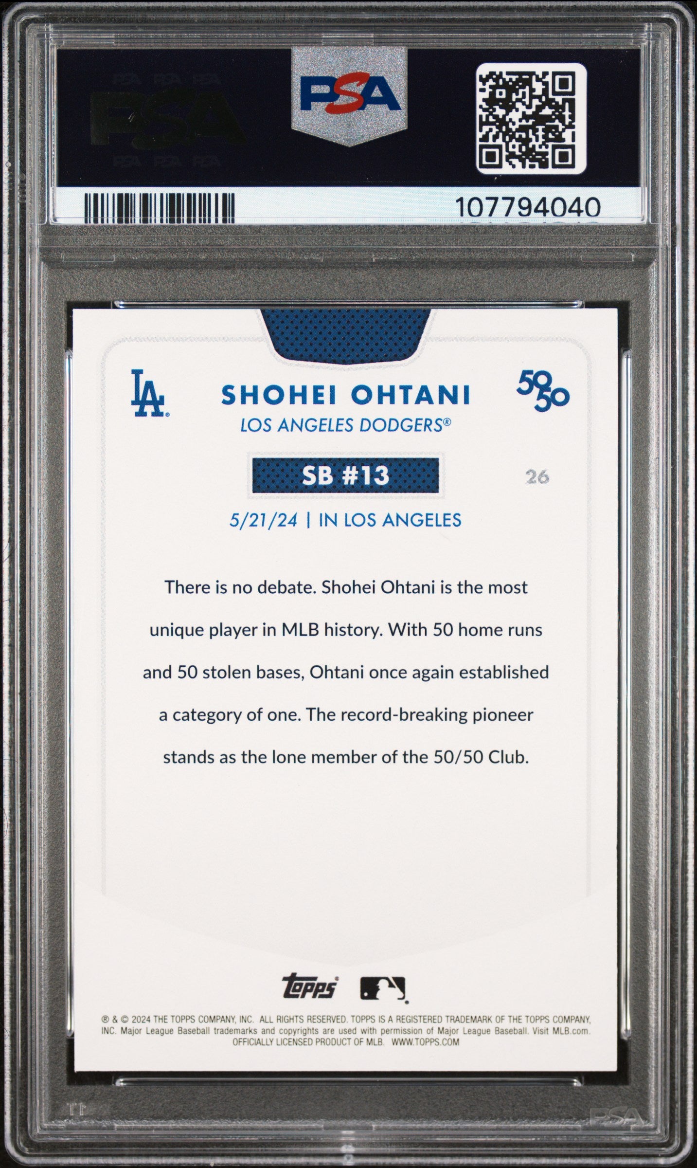 2024 Topps 50/50 Shohei Ohtani #26 Shohei Ohtani PSA 10