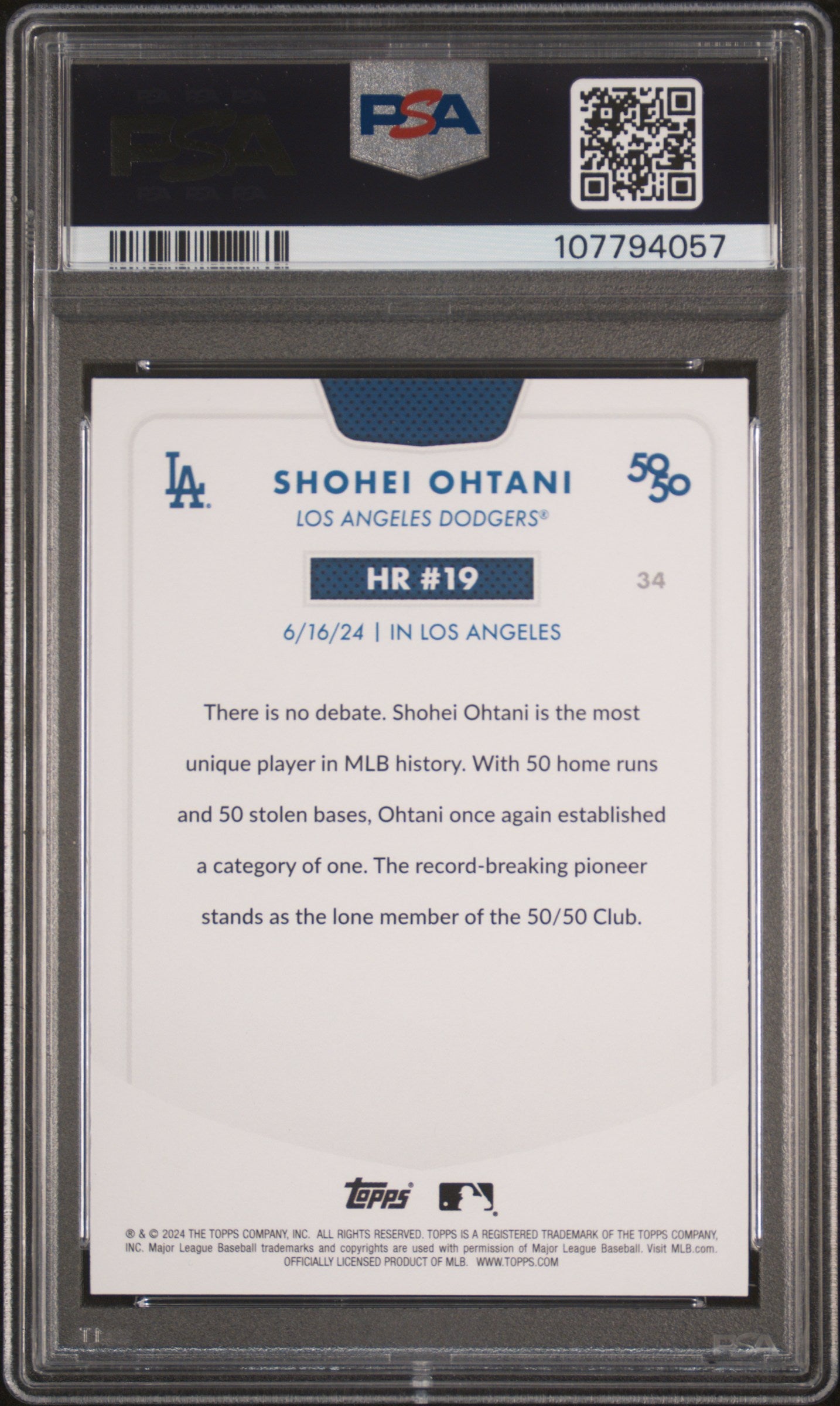 2024 Topps 50/50 Shohei Ohtani #34 Shohei Ohtani PSA 10