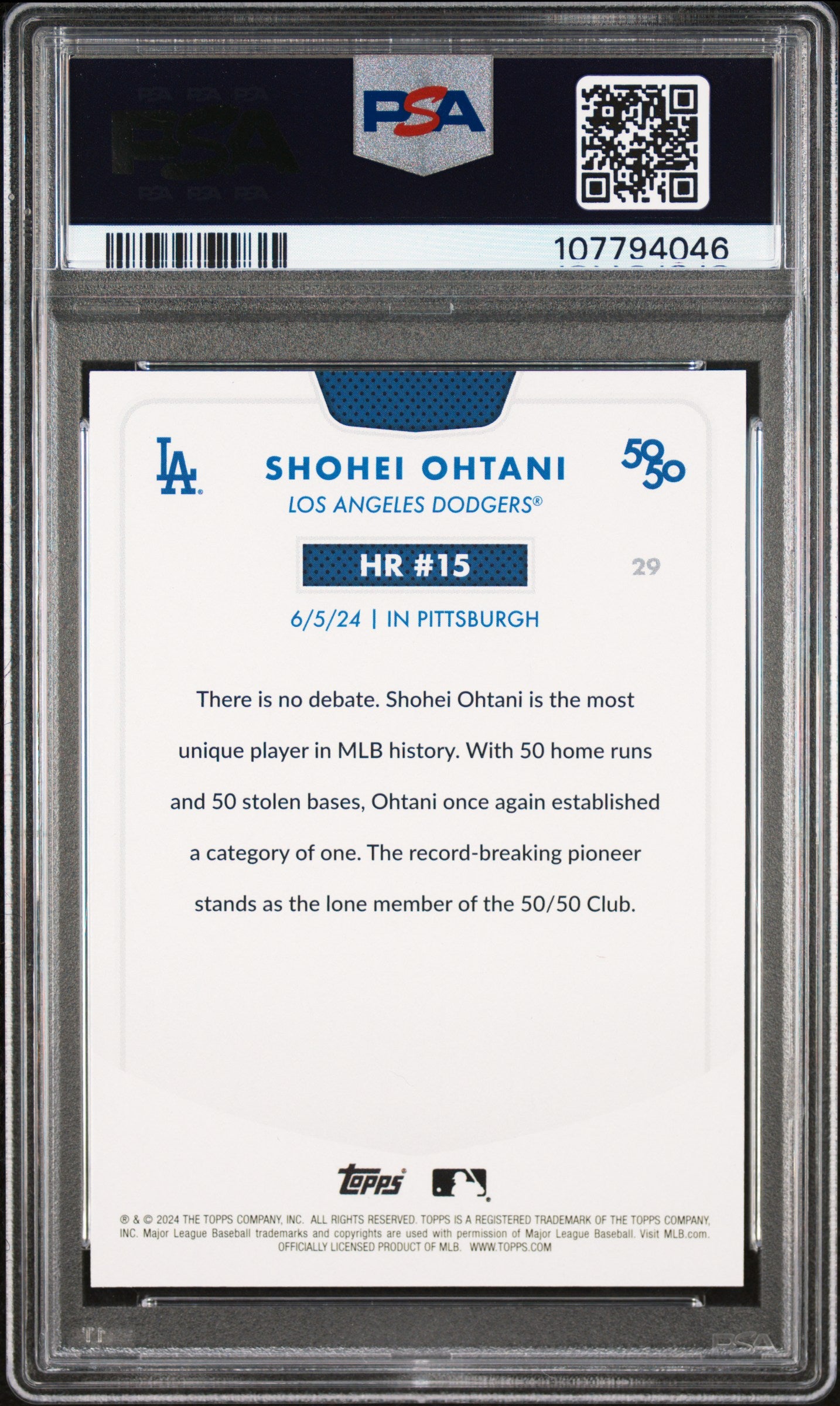 2024 Topps 50/50 Shohei Ohtani #29 Shohei Ohtani PSA 10