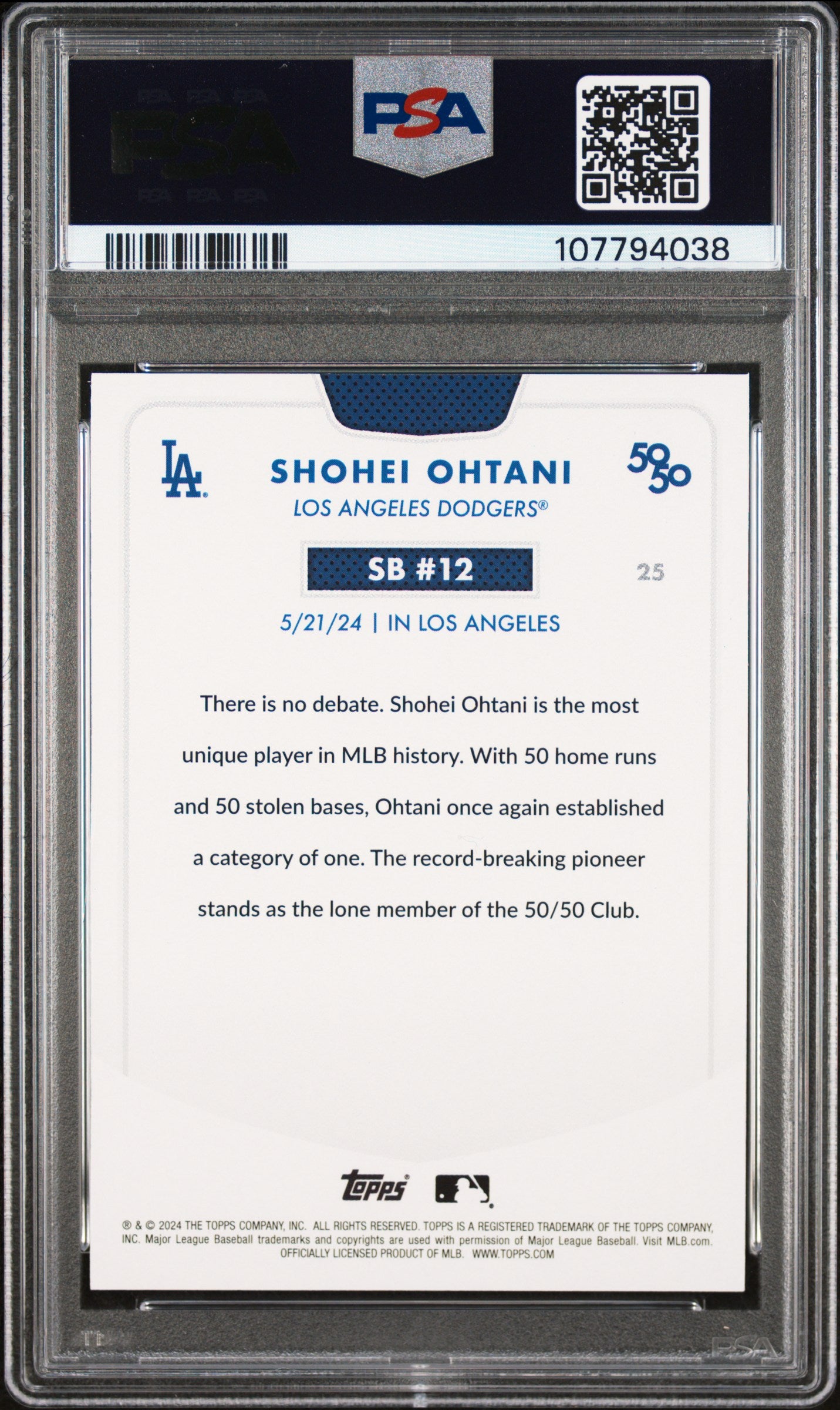 2024 Topps 50/50 Shohei Ohtani #25 Shohei Ohtani PSA 10