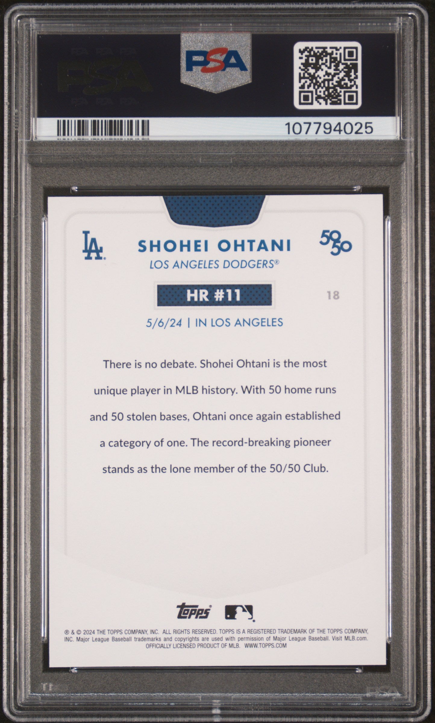 2024 Topps 50/50 Shohei Ohtani #18 Shohei Ohtani PSA 10