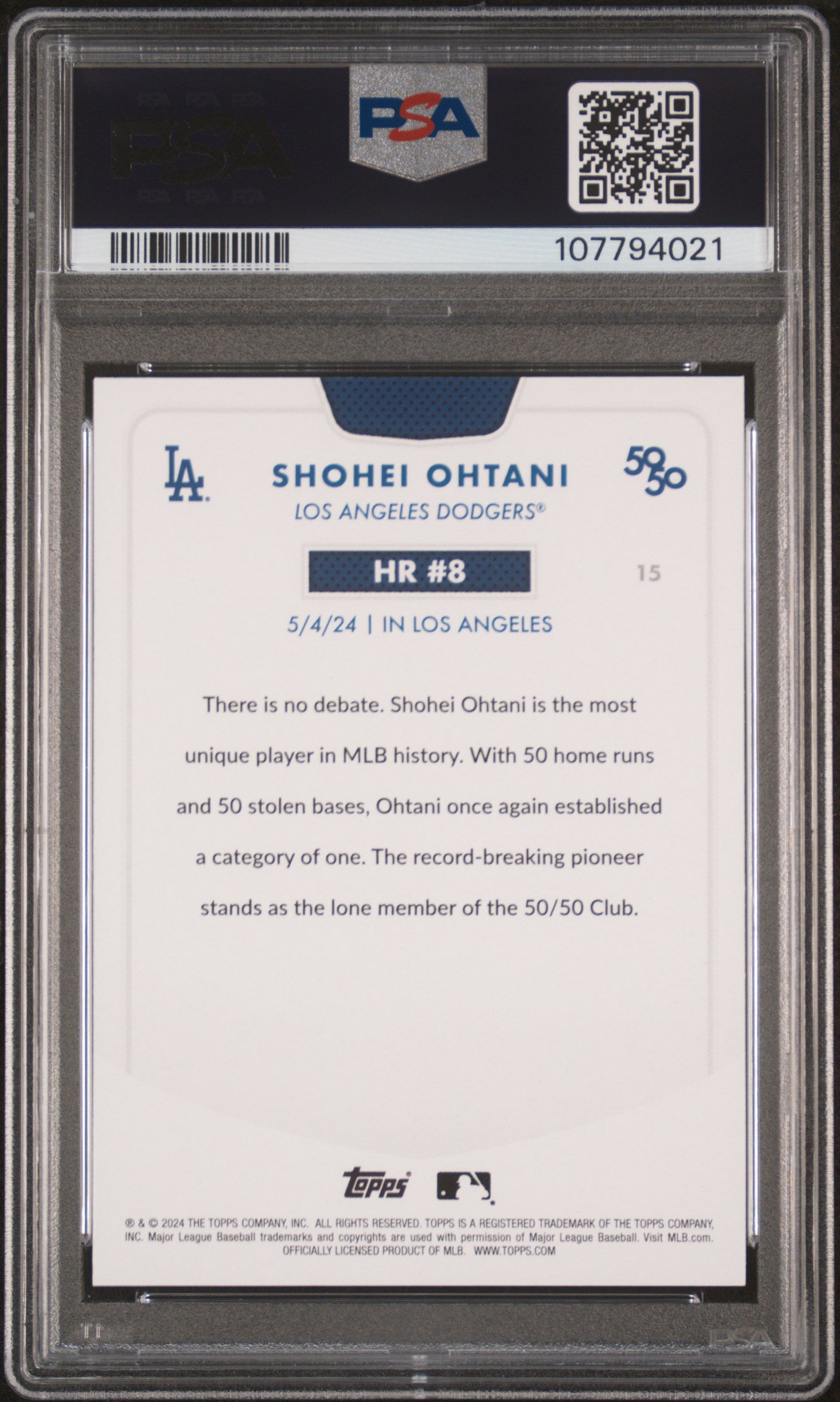 2024 Topps 50/50 Shohei Ohtani #15 Shohei Ohtani PSA 10