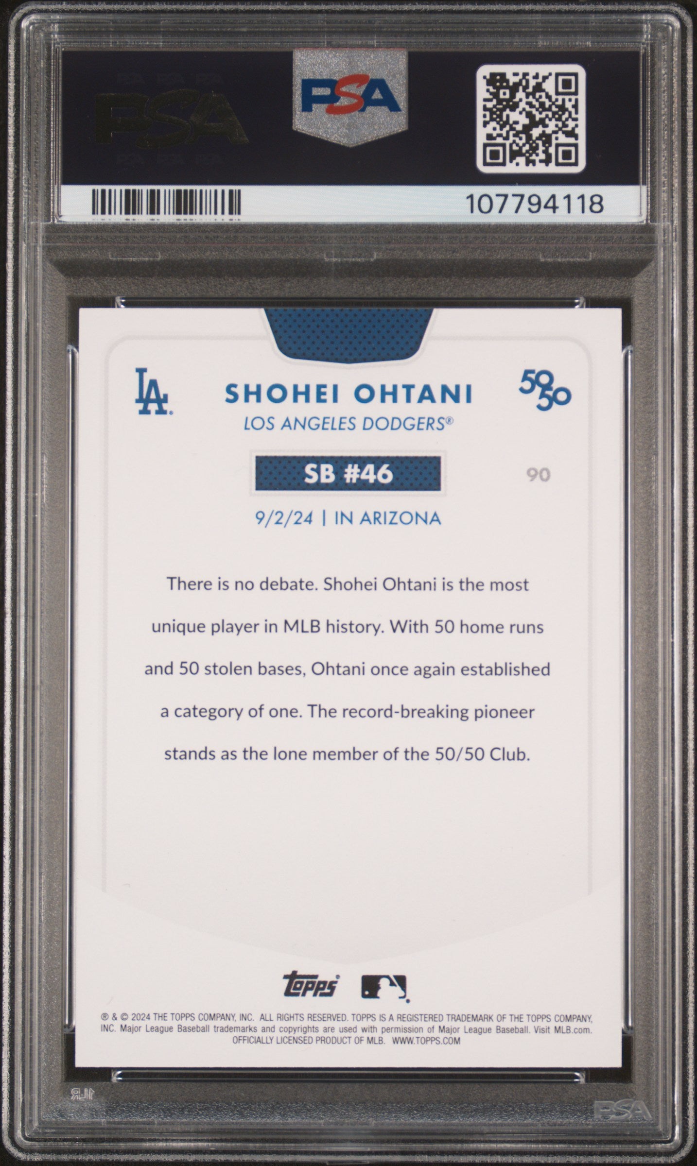 2024 Topps 50/50 Shohei Ohtani #90 Shohei Ohtani PSA 10