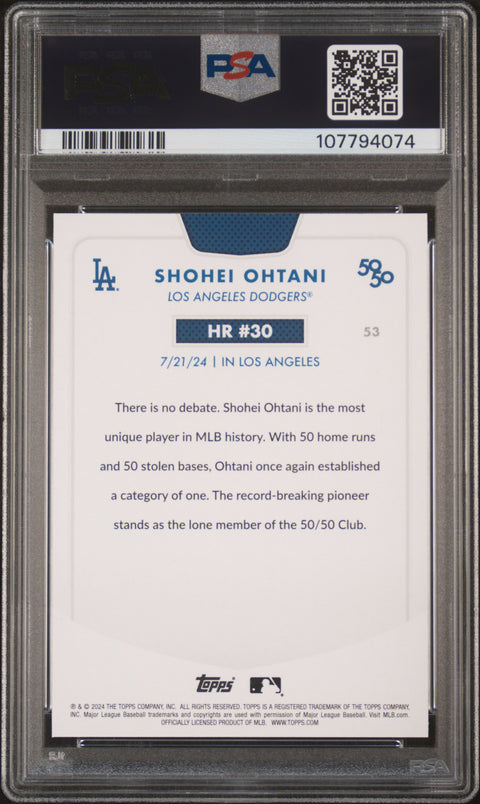 2024 Topps 50/50 Shohei Ohtani #53 Shohei Ohtani PSA 10