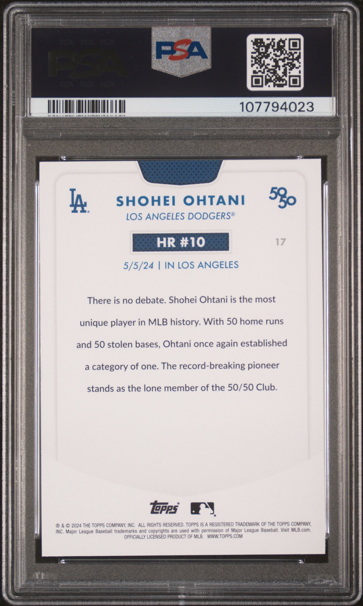 2024 Topps 50/50 Shohei Ohtani #17 Shohei Ohtani PSA 10