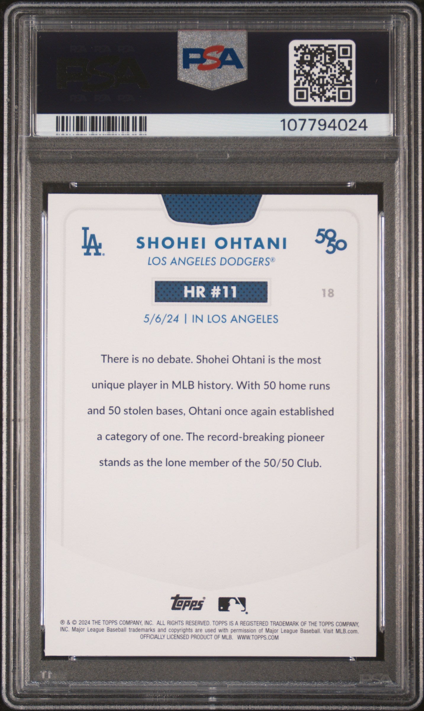 2024 Topps 50/50 Shohei Ohtani #18 Shohei Ohtani PSA 10