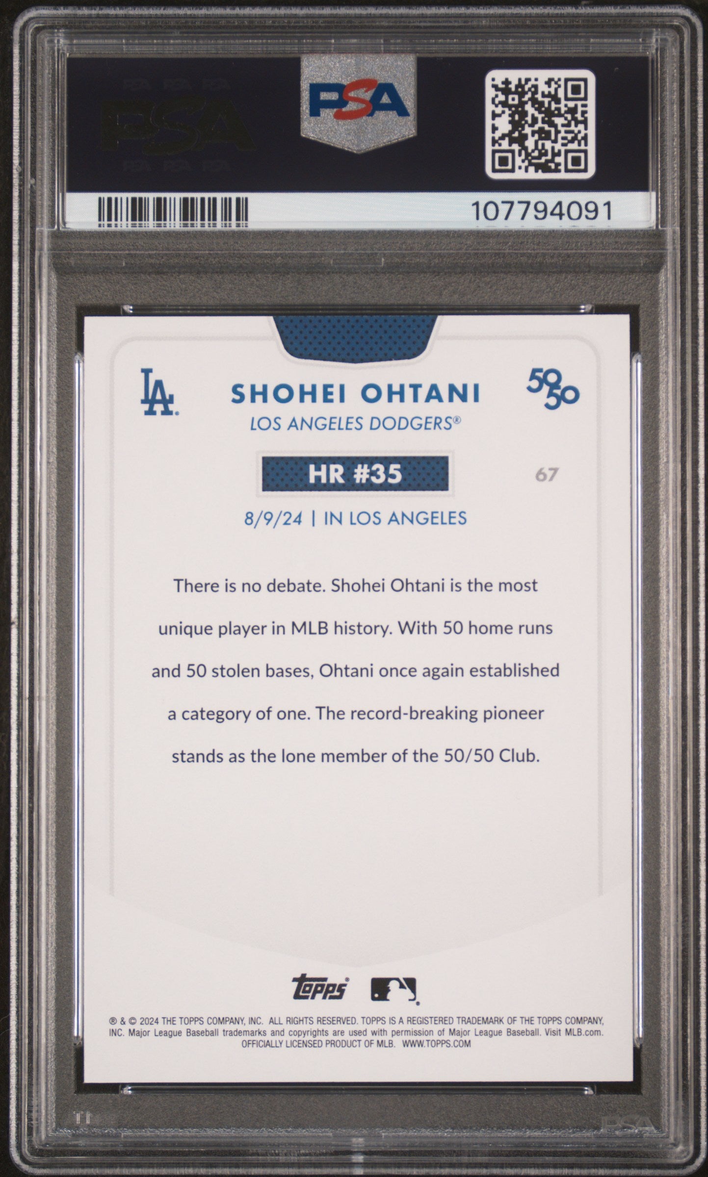 2024 Topps 50/50 Shohei Ohtani #67 Shohei Ohtani PSA 10