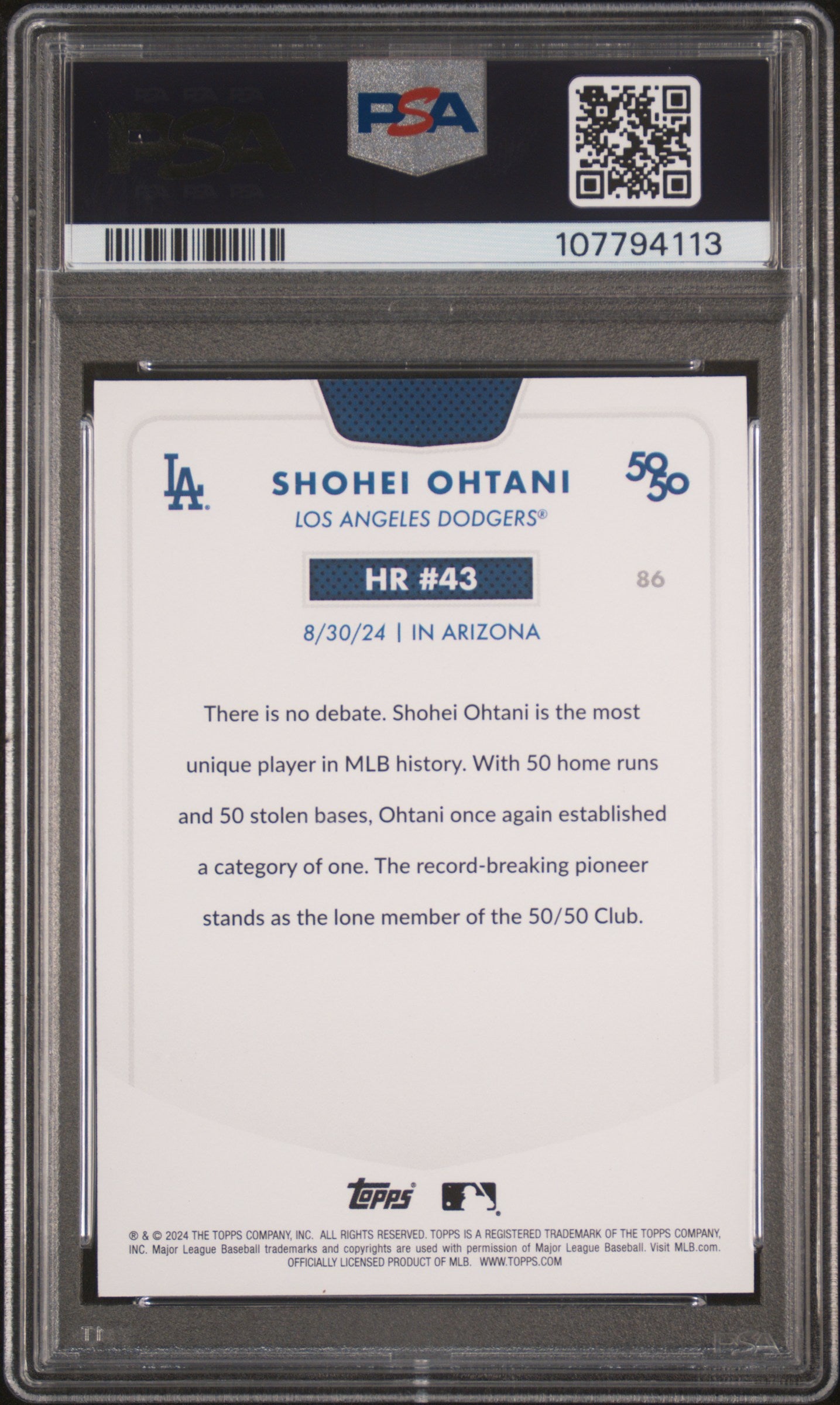 2024 Topps 50/50 Shohei Ohtani #86 Shohei Ohtani PSA 10