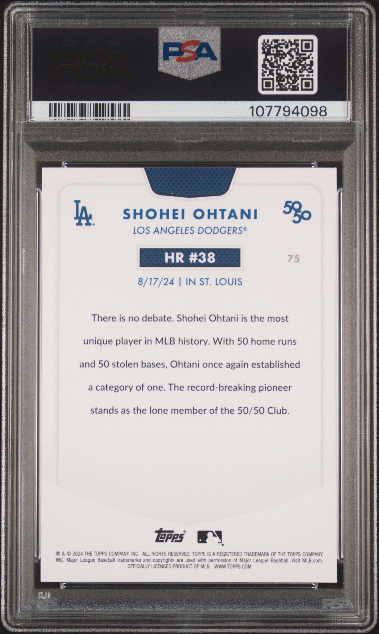 2024 Topps 50/50 Shohei Ohtani #75 Shohei Ohtani PSA 10