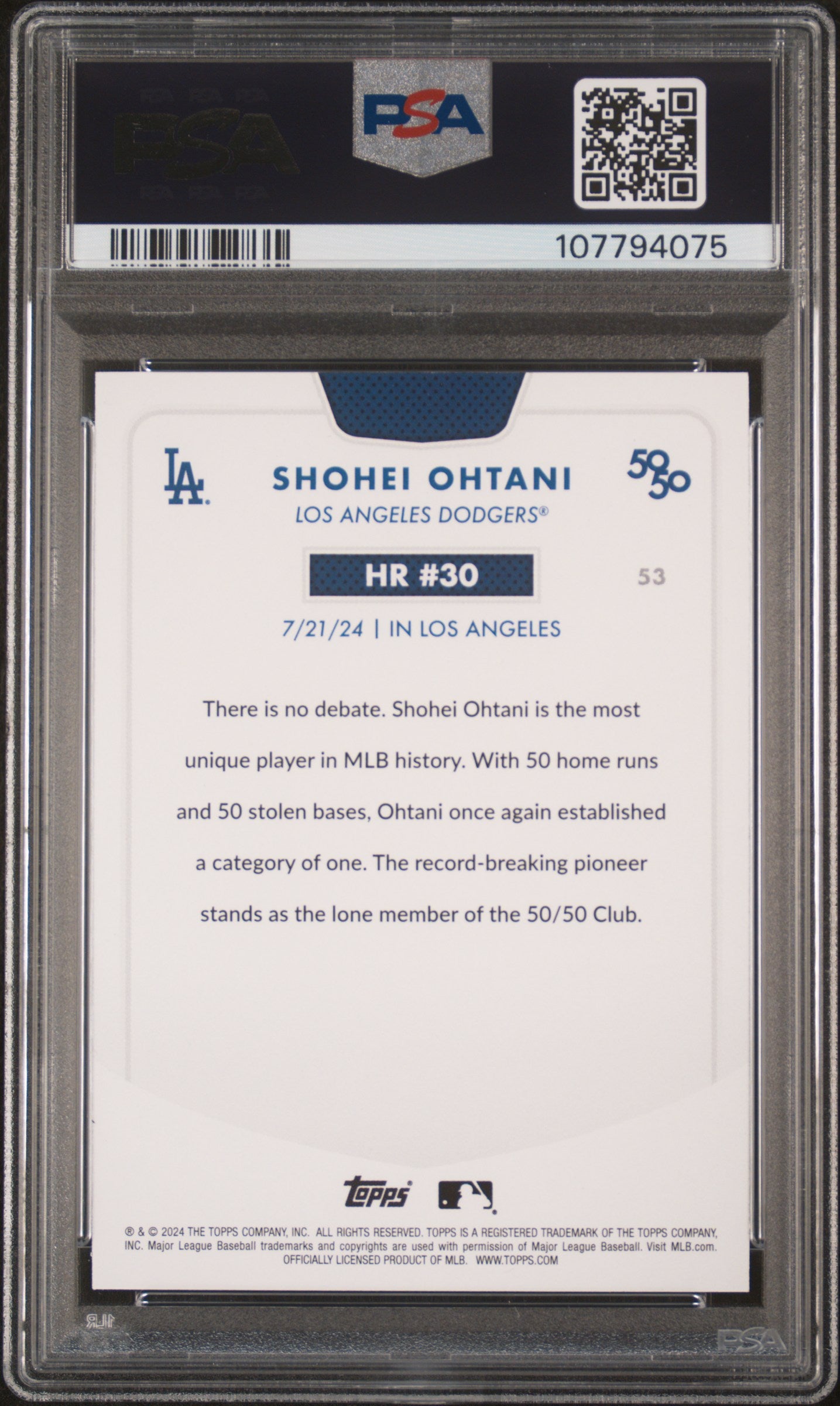 2024 Topps 50/50 Shohei Ohtani #53 Shohei Ohtani PSA 10