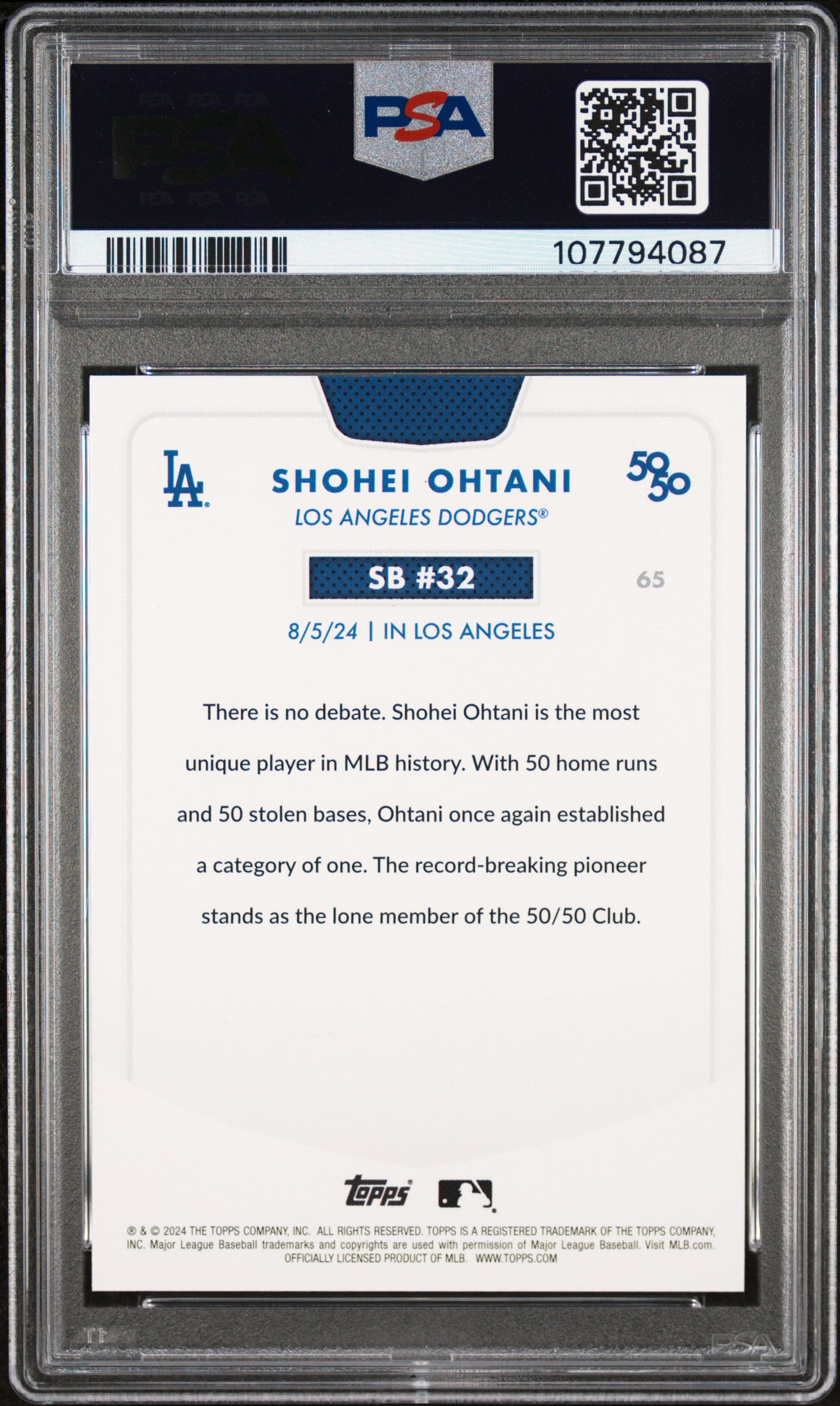 2024 Topps 50/50 Shohei Ohtani #65 Shohei Ohtani PSA 10