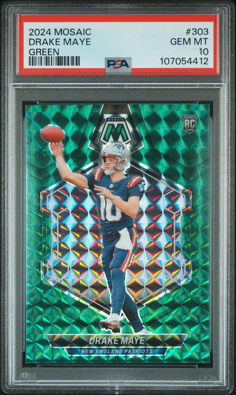 2024 Panini Mosaic #303 Drake Maye Green PSA 10