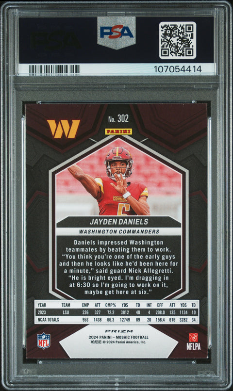 2024 Panini Mosaic #302 Jayden Daniels Green PSA 9