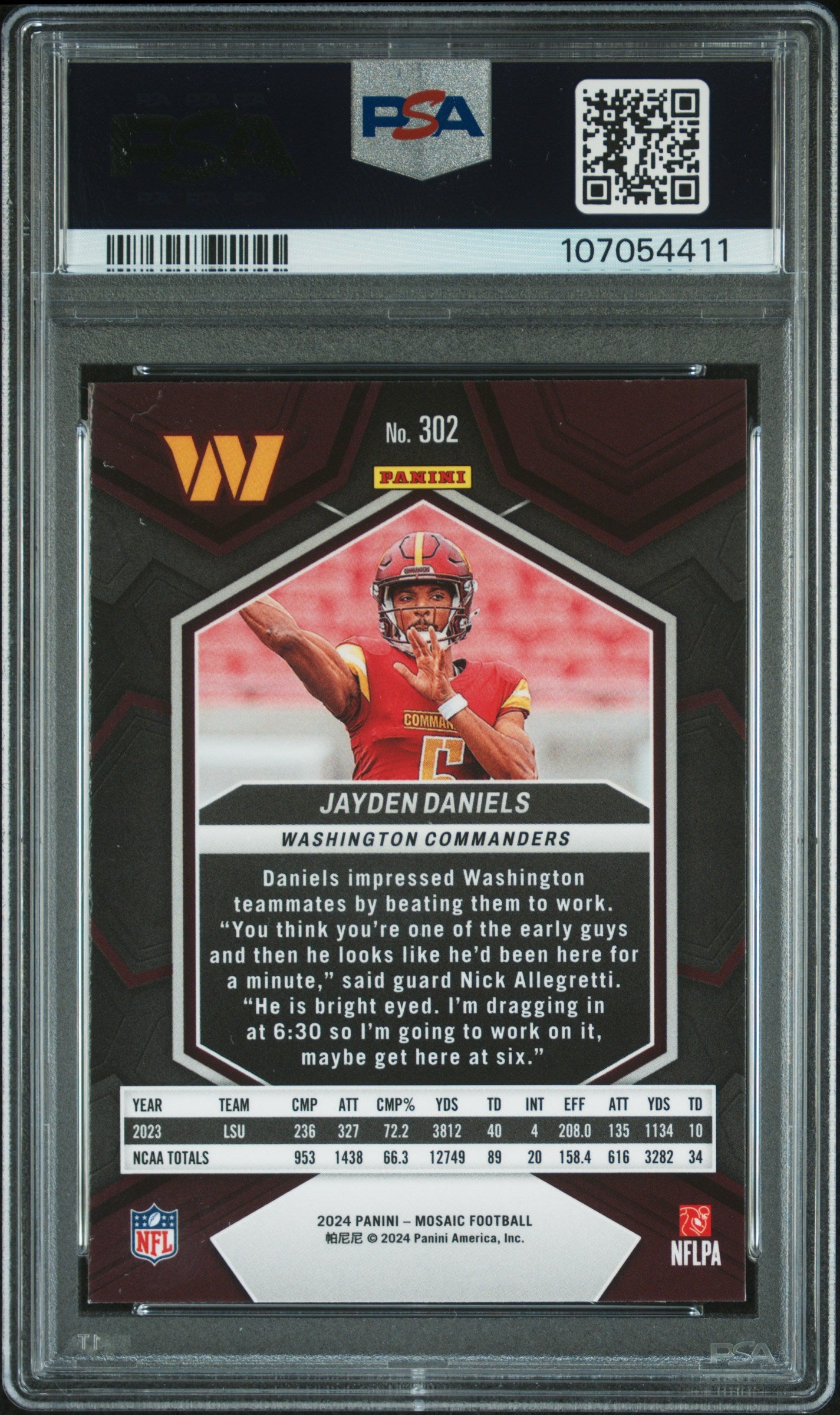 2024 Panini Mosaic #302 Jayden Daniels PSA 9