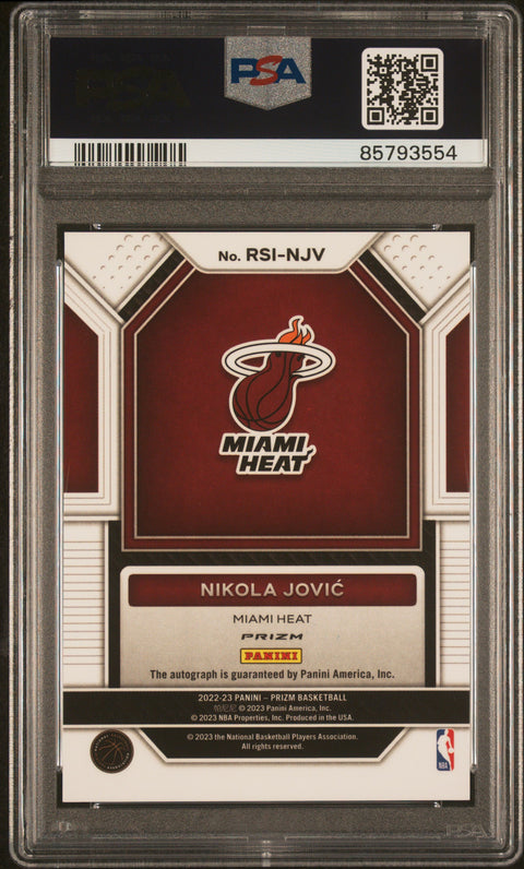 2022 Panini Prizm Rookie Signatures Nikola Jovic Rookie Sig-Blue Wave PSA 10
