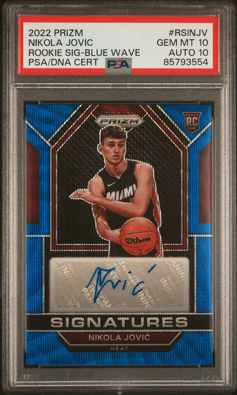 2022 Panini Prizm Rookie Signatures Nikola Jovic Rookie Sig-Blue Wave PSA 10