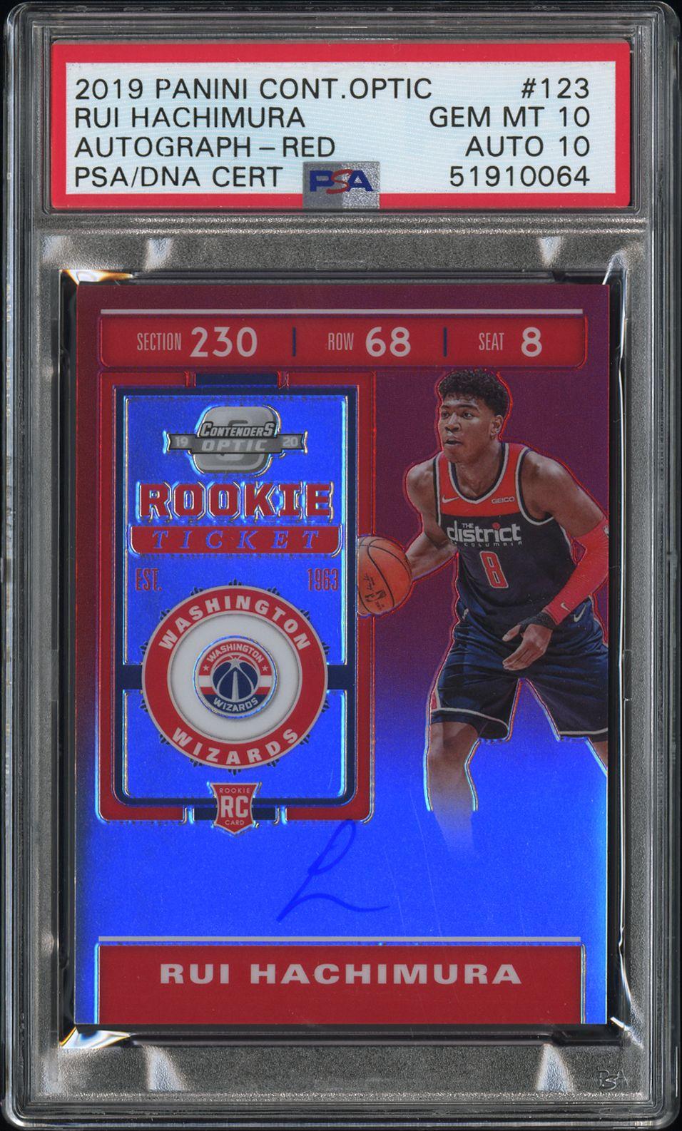 2019 Panini Contenders Optic #123 Rui Hachimura Autograph-Red PSA 10