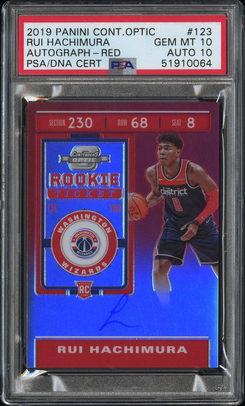 2019 Panini Contenders Optic #123 Rui Hachimura Autograph-Red PSA 10
