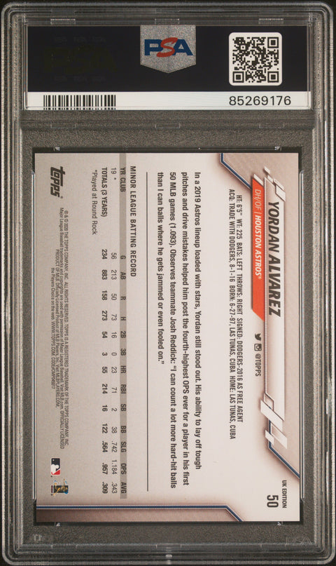 2020 Topps Uk Edition #50 Yordan Alvarez PSA 10