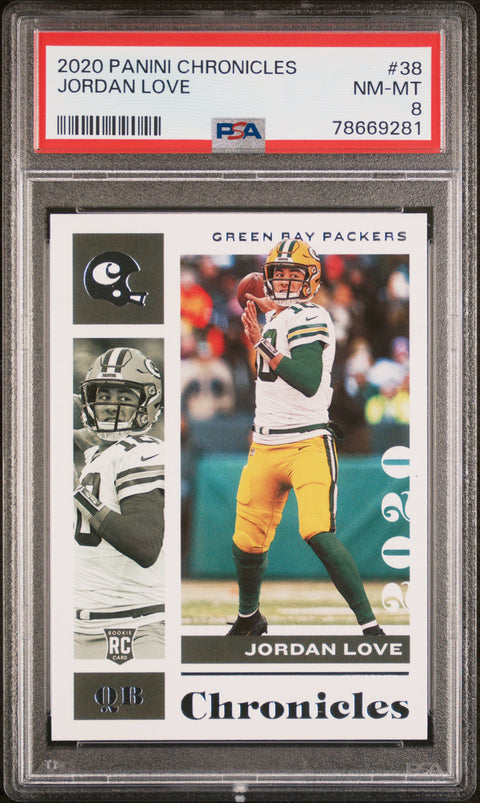 2020 Panini Chronicles #38 Jordan Love PSA 8