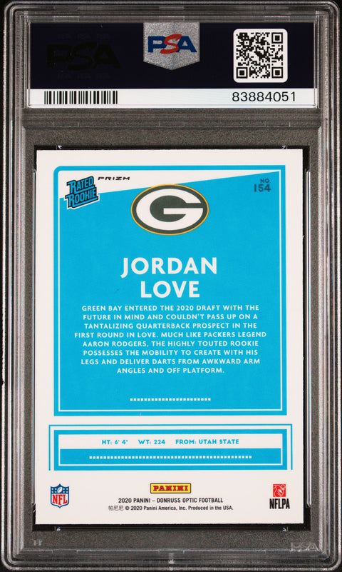 2020 Panini Donruss Optic #154 Jordan Love Pink PSA 9