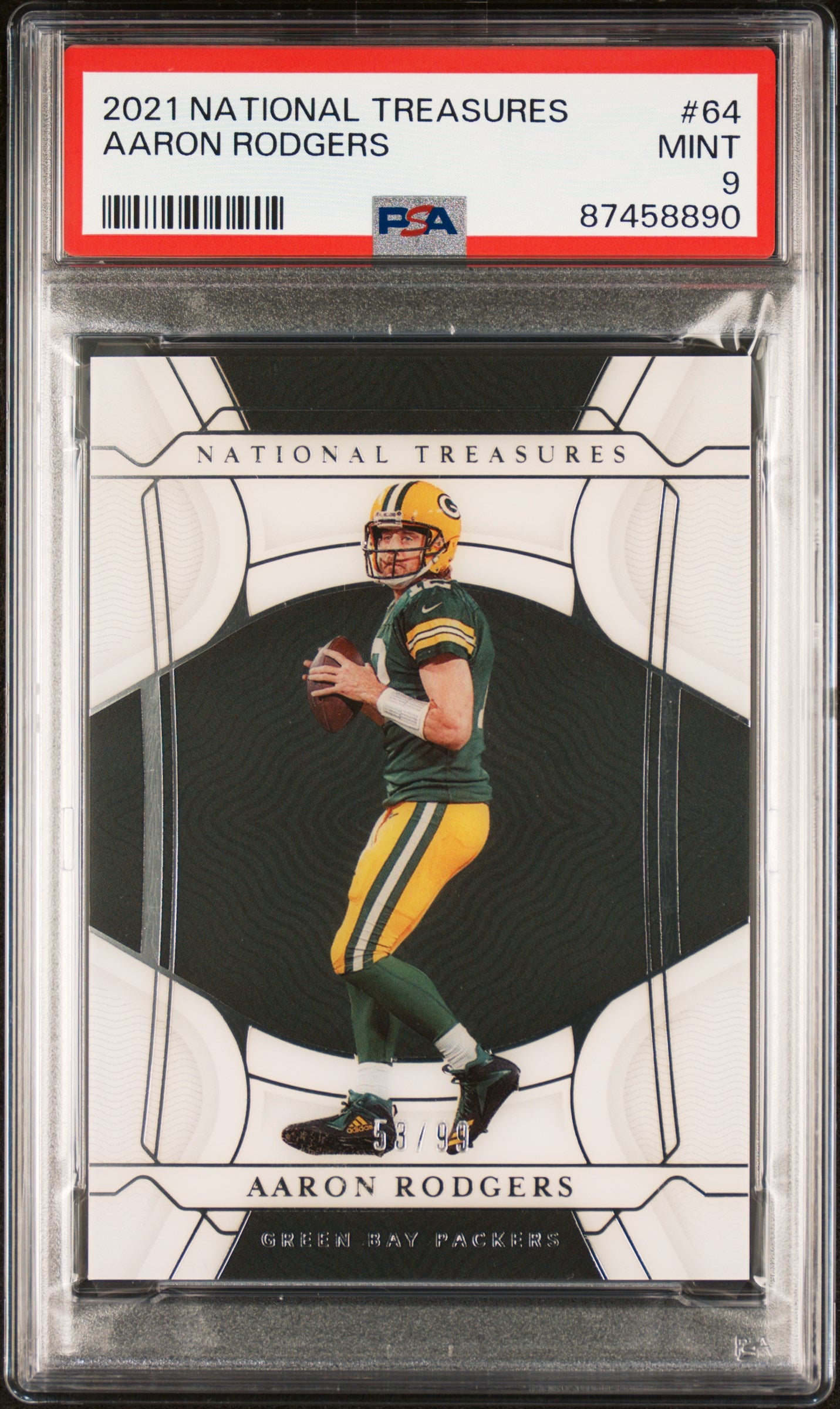 2021 Panini National Treasures #64 Aaron Rodgers PSA 9