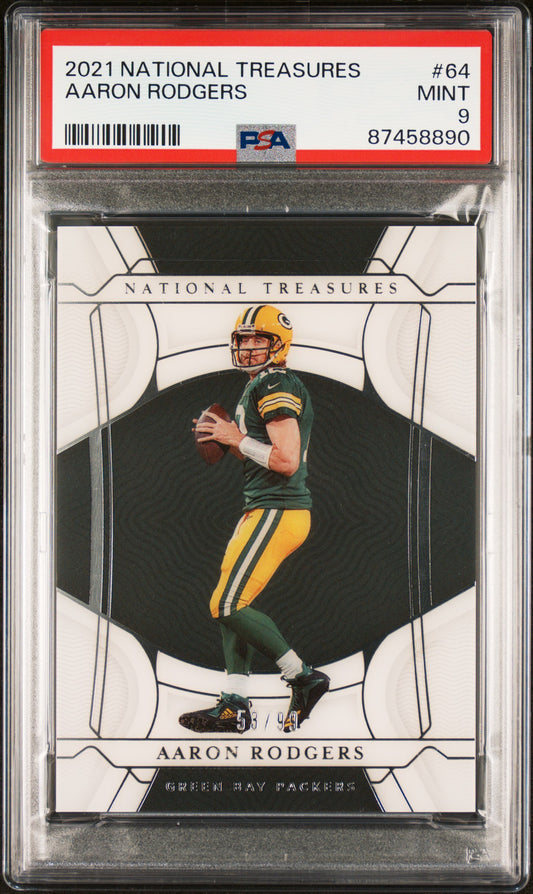 2021 Panini National Treasures #64 Aaron Rodgers PSA 9