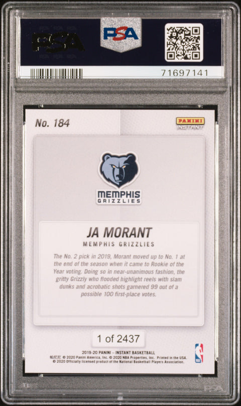 2019 Panini Instant #184 Ja Morant PSA 10