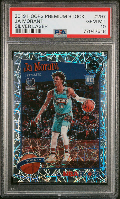 2019 Panini Hoops Premium Stock #297 Ja Morant Silver Laser PSA 10