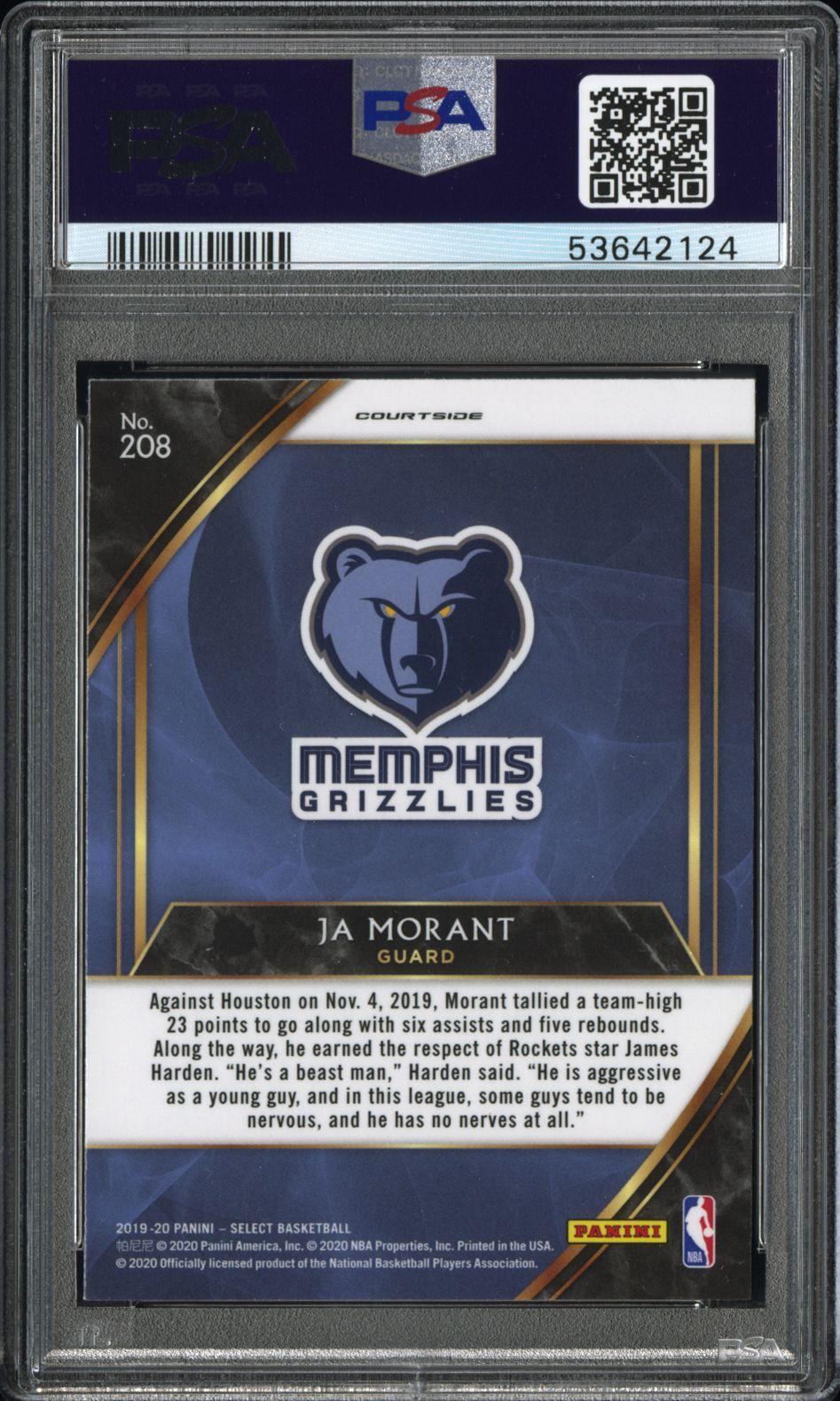 2019 Panini Select #208 Ja Morant PSA 10