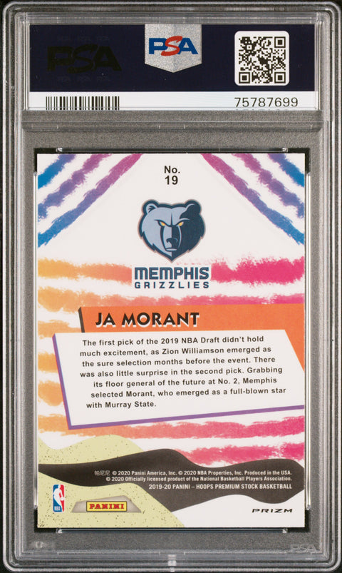 2019 Panini Hoops Premium Stock Ja Morant We Got Next-Holo PSA 10