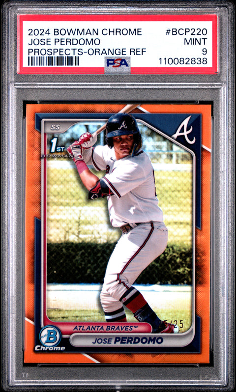 2024 Bowman Chrome Prospects #BCP220 Jose Perdomo Prospects-Orange Ref PSA 9