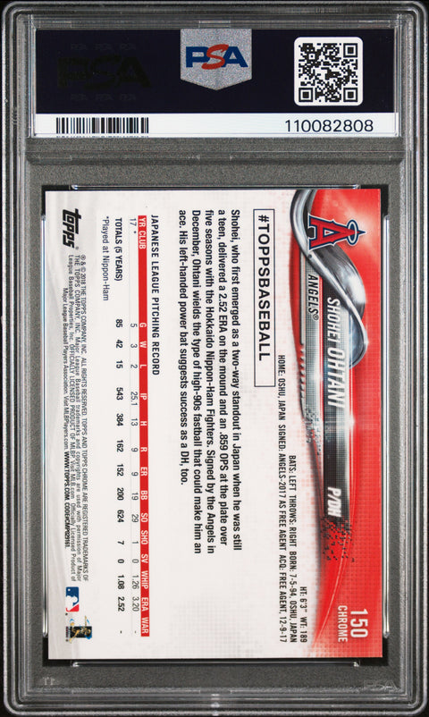 2018 Topps Chrome #150 Shohei Ohtani Pitching PSA 10