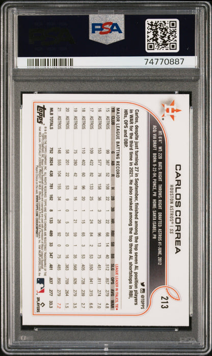 2022 Topps Chrome Ben Baller #213 Carlos Correa PSA 9
