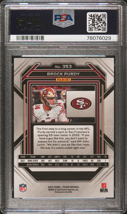 2022 Panini Prizm #353 Brock Purdy PSA 10