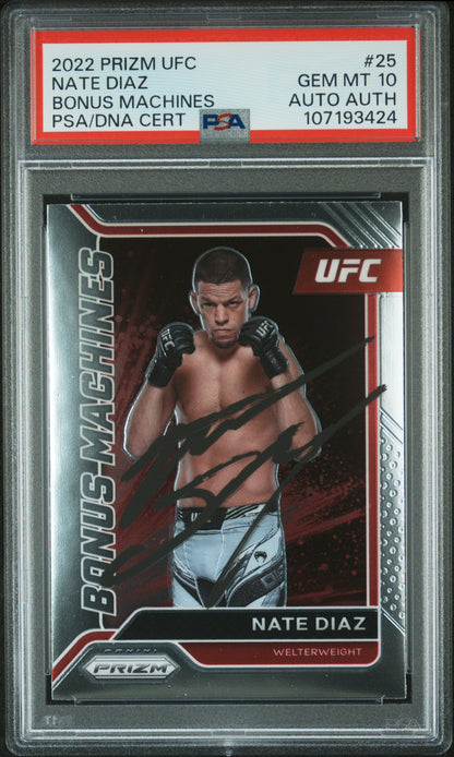 2022 Panini Prizm Ufc Bonus Machines #25 Nate Diaz Bonus Machines PSA 10