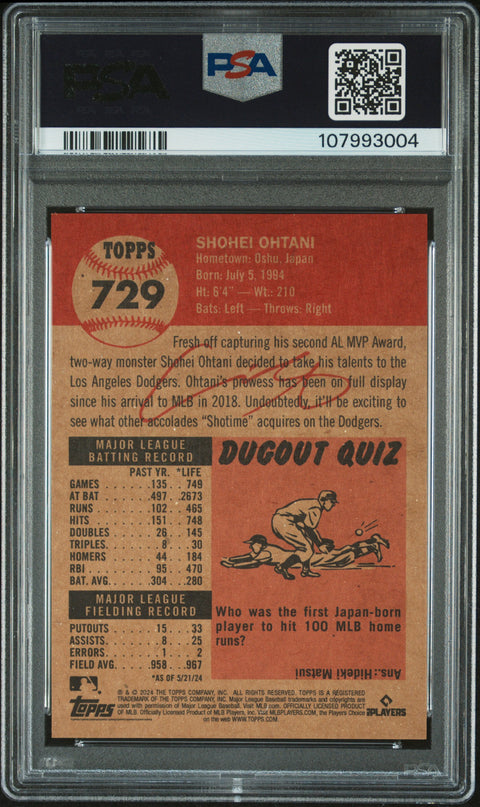 2024 Topps Living #729 Shohei Ohtani PSA 9