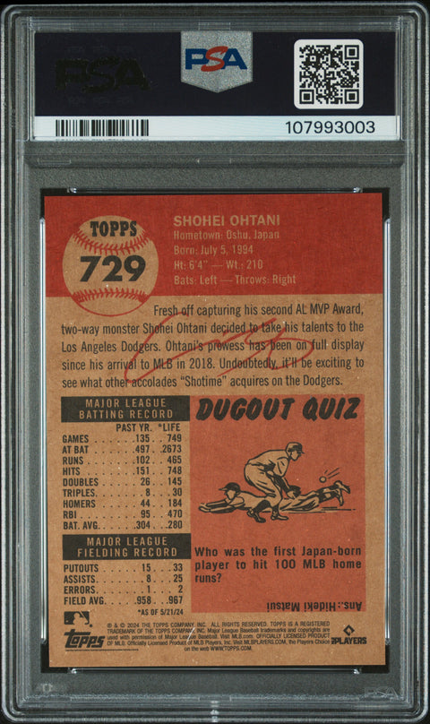 2024 Topps Living #729 Shohei Ohtani PSA 9