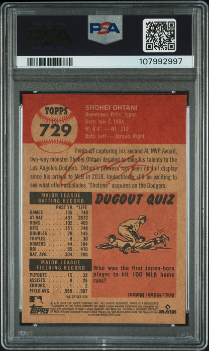 2024 Topps Living #729 Shohei Ohtani PSA 9