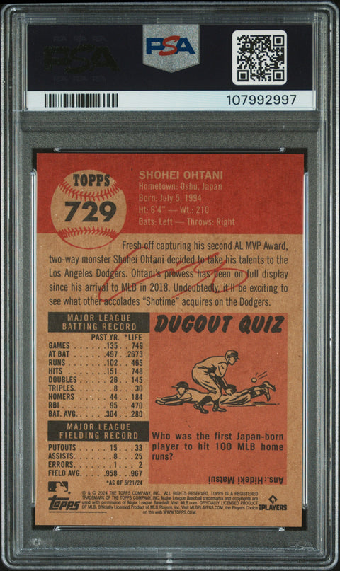 2024 Topps Living #729 Shohei Ohtani PSA 9