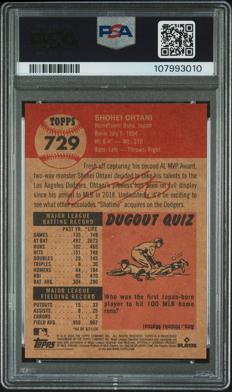 2024 Topps Living #729 Shohei Ohtani PSA 9