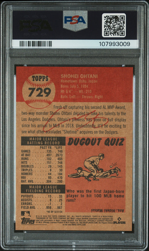 2024 Topps Living #729 Shohei Ohtani PSA 9
