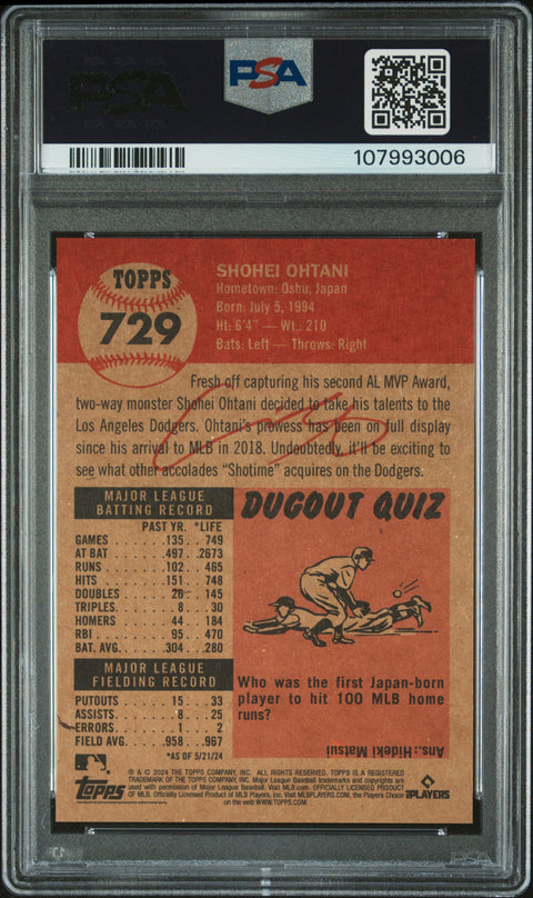 2024 Topps Living #729 Shohei Ohtani PSA 9