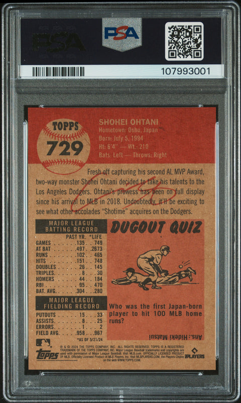 2024 Topps Living #729 Shohei Ohtani PSA 9