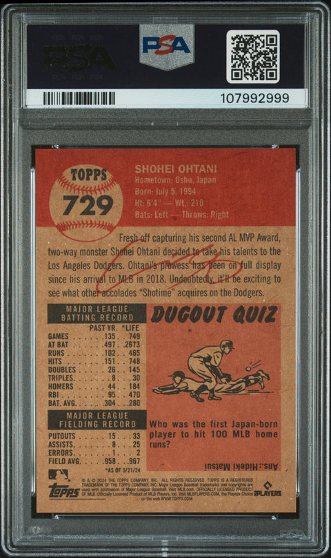 2024 Topps Living #729 Shohei Ohtani PSA 9