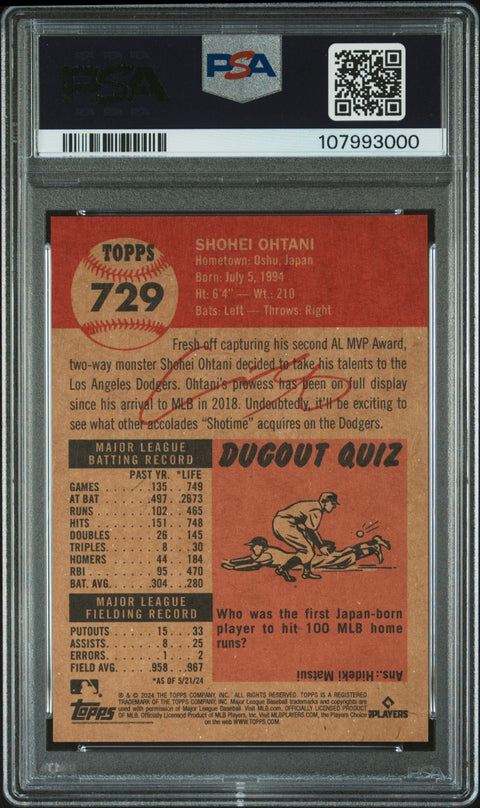 2024 Topps Living #729 Shohei Ohtani PSA 10