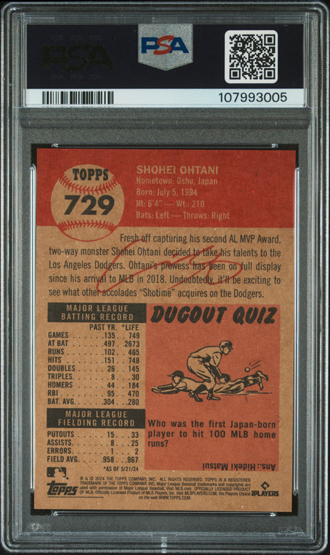 2024 Topps Living #729 Shohei Ohtani PSA 10