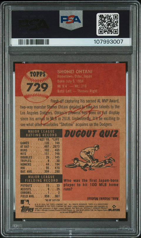 2024 Topps Living #729 Shohei Ohtani PSA 10