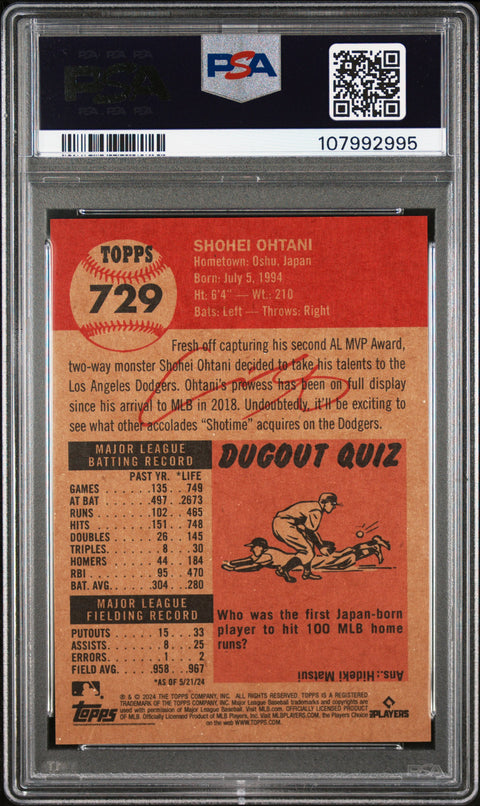 2024 Topps Living #729 Shohei Ohtani PSA 8