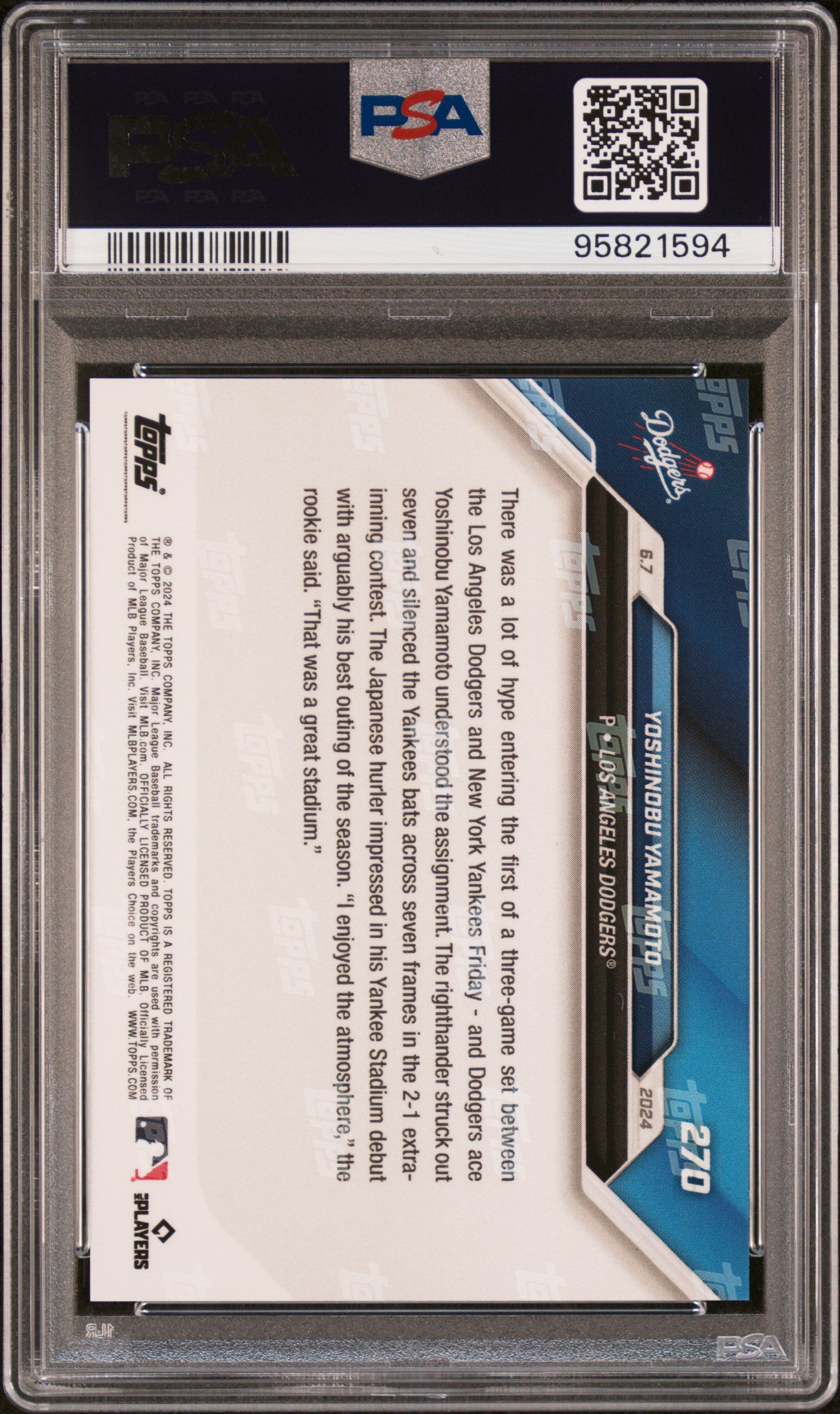 2024 Topps Now #270 Yoshinobu Yamamoto PSA 9